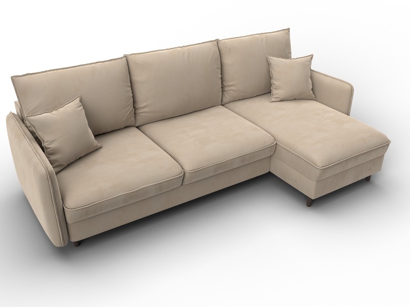 Диван угловой Лига-064 НПБ угол универсальный, Велюр, SEVEN 729 бежевый