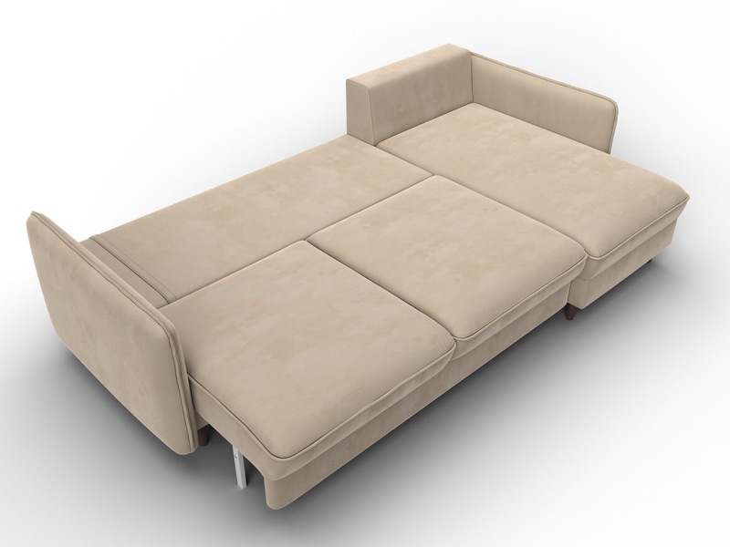 Диван угловой Лига-064 НПБ угол универсальный, Велюр, SEVEN 729 бежевый