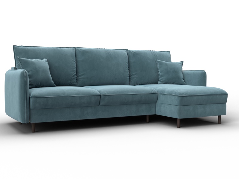 Диван угловой Лига-064 НПБ угол универсальный, Велюр, SEVEN 113 бирюзовый