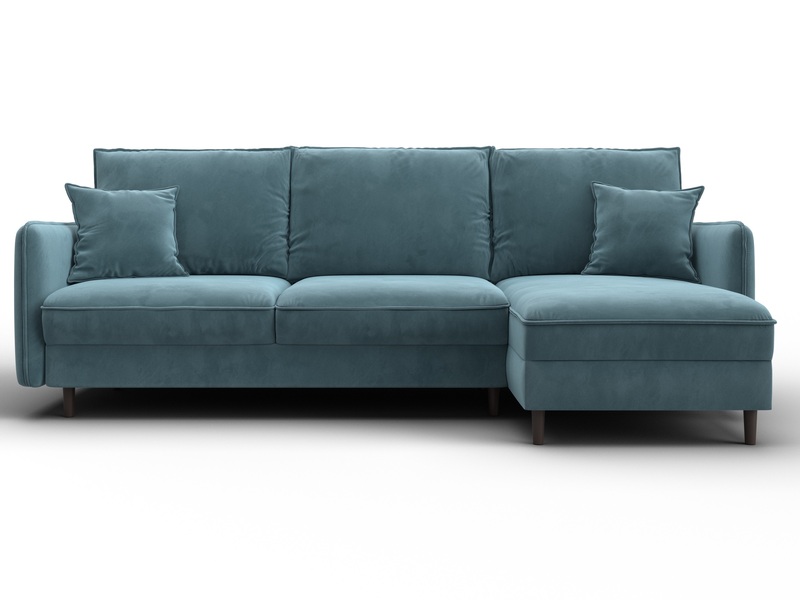 Диван угловой Лига-064 НПБ угол универсальный, Велюр, SEVEN 113 бирюзовый