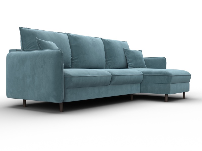 Диван угловой Лига-064 НПБ угол универсальный, Велюр, SEVEN 113 бирюзовый