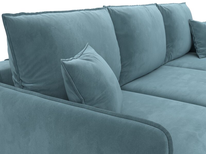 Диван угловой Лига-064 НПБ угол универсальный, Велюр, SEVEN 113 бирюзовый