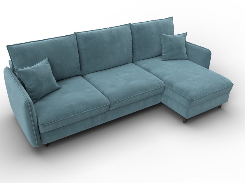 Диван угловой Лига-064 НПБ угол универсальный, Велюр, SEVEN 113 бирюзовый
