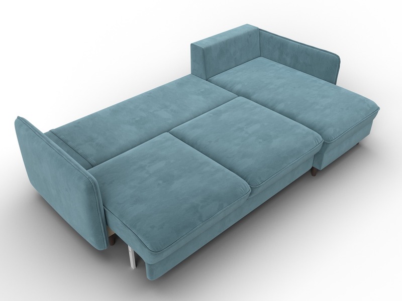 Диван угловой Лига-064 НПБ угол универсальный, Велюр, SEVEN 113 бирюзовый