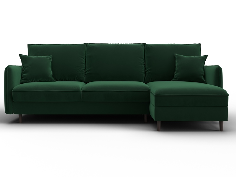 Диван угловой Лига-064 НПБ угол универсальный, Велюр, SEVEN 626 зеленый