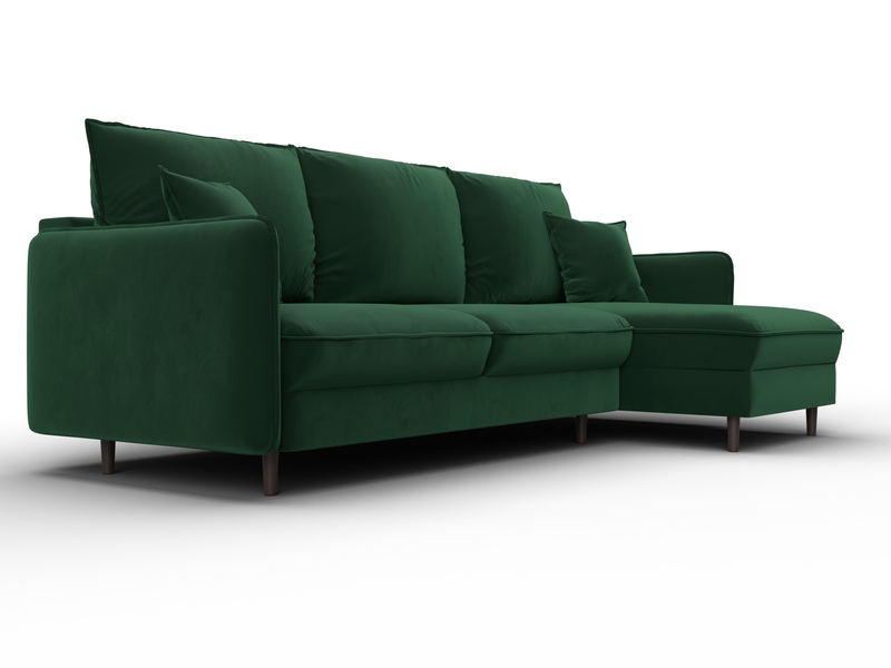 Диван угловой Лига-064 НПБ угол универсальный, Велюр, SEVEN 626 зеленый