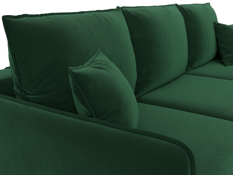 Диван угловой Лига-064 НПБ угол универсальный, Велюр, SEVEN 626 зеленый