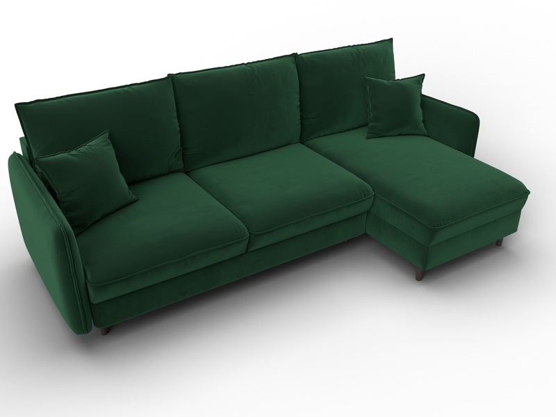 Диван угловой Лига-064 НПБ угол универсальный, Велюр, SEVEN 626 зеленый