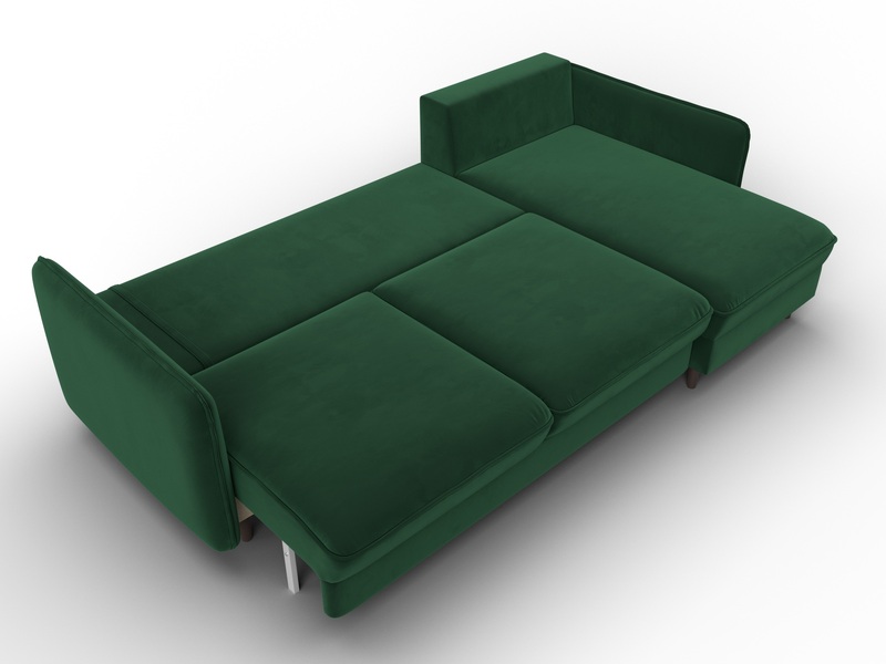 Диван угловой Лига-064 НПБ угол универсальный, Велюр, SEVEN 626 зеленый