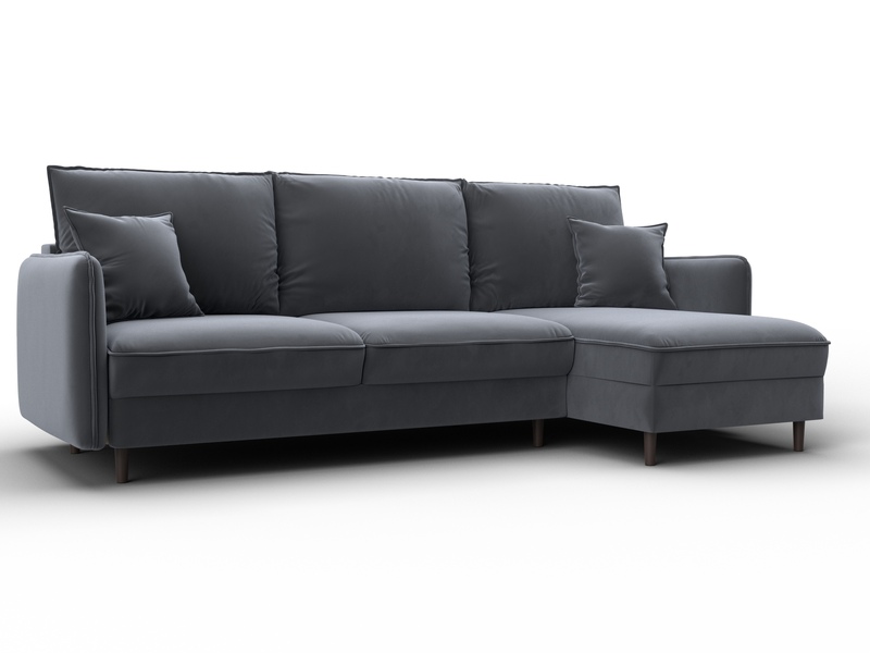 Диван угловой Лига-064 НПБ угол универсальный, Велюр, SEVEN 17 серый