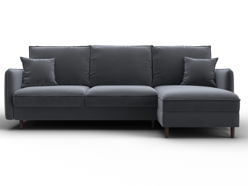 Диван угловой Лига-064 НПБ угол универсальный, Велюр, SEVEN 17 серый