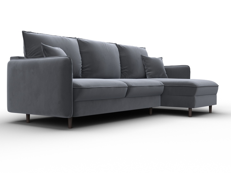 Диван угловой Лига-064 НПБ угол универсальный, Велюр, SEVEN 17 серый