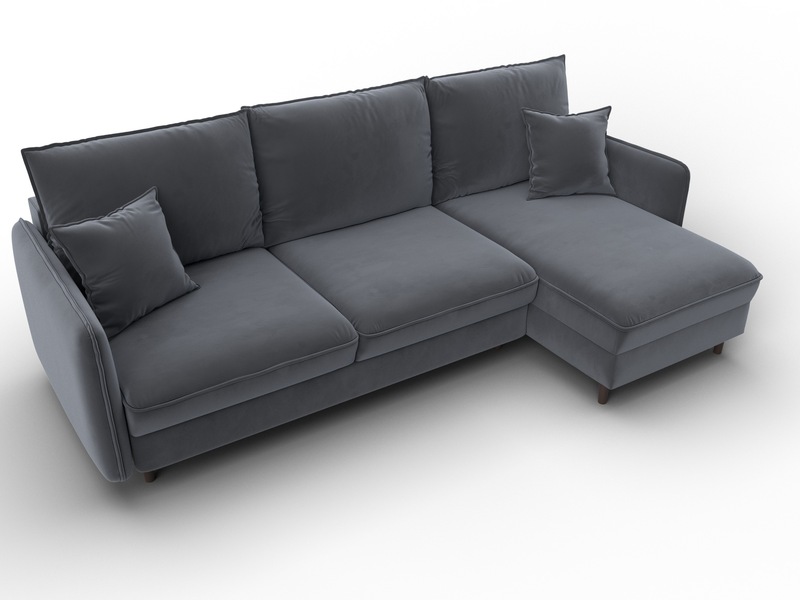 Диван угловой Лига-064 НПБ угол универсальный, Велюр, SEVEN 17 серый