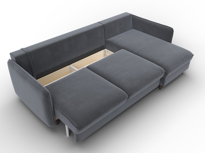 Диван угловой Лига-064 НПБ угол универсальный, Велюр, SEVEN 17 серый