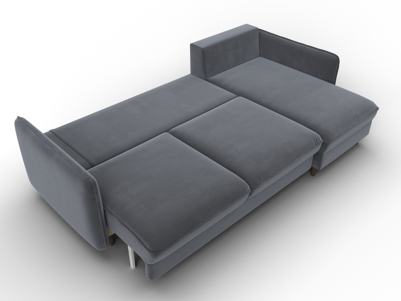 Диван угловой Лига-064 НПБ угол универсальный, Велюр, SEVEN 17 серый