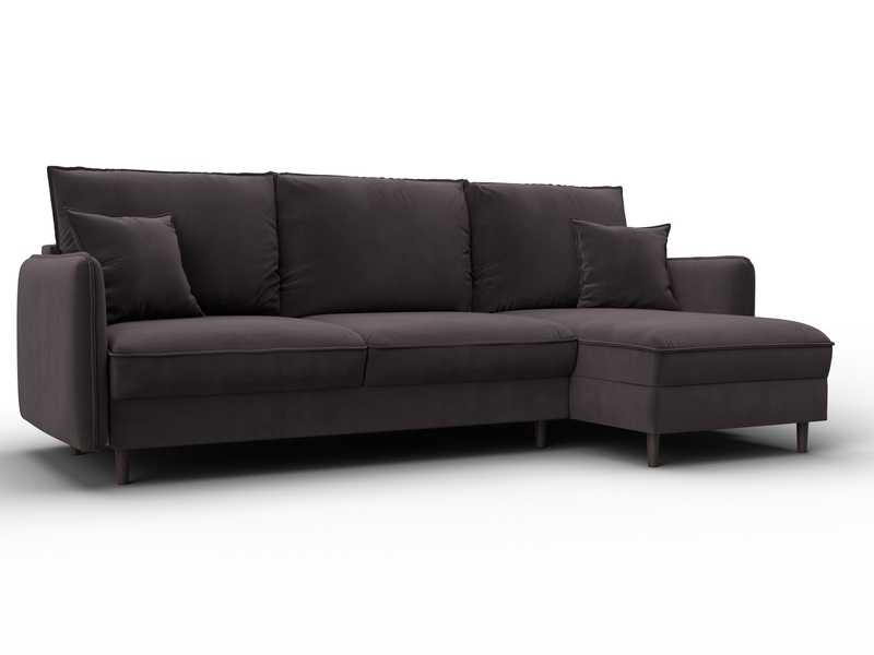 Диван угловой Лига-064 НПБ угол универсальный, Велюр, SEVEN 727 коричневый