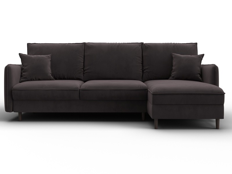 Диван угловой Лига-064 НПБ угол универсальный, Велюр, SEVEN 727 коричневый