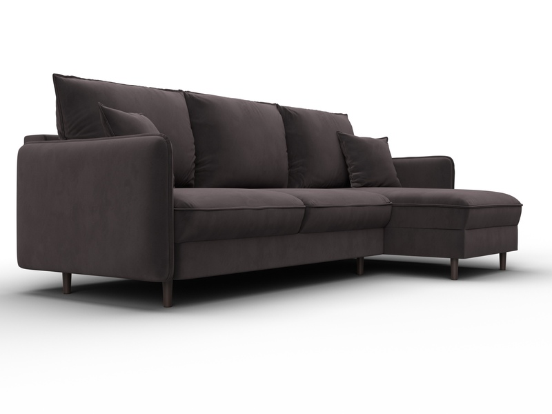 Диван угловой Лига-064 НПБ угол универсальный, Велюр, SEVEN 727 коричневый