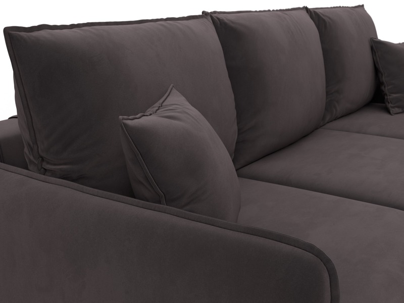 Диван угловой Лига-064 НПБ угол универсальный, Велюр, SEVEN 727 коричневый