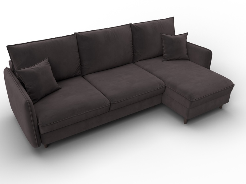 Диван угловой Лига-064 НПБ угол универсальный, Велюр, SEVEN 727 коричневый