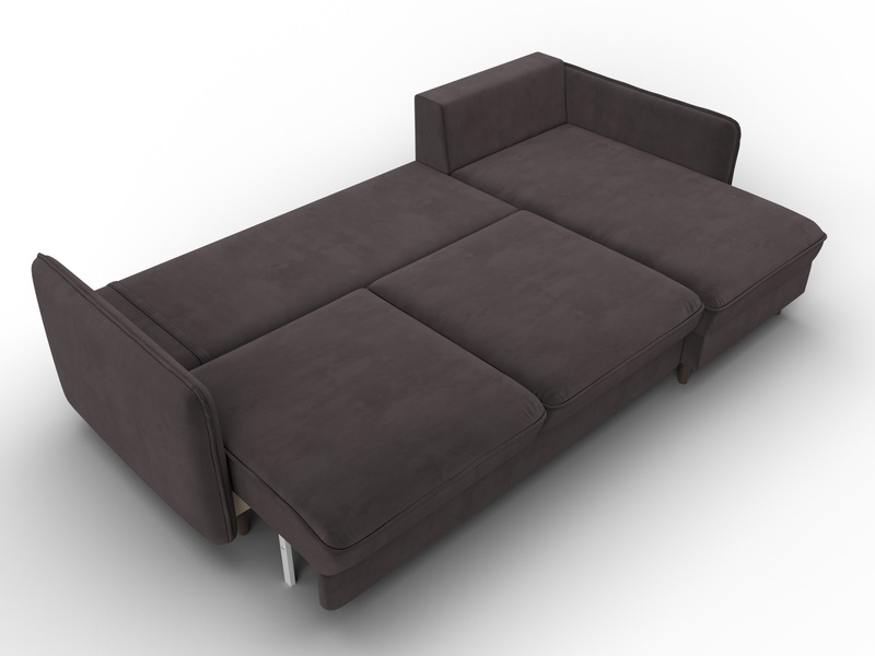 Диван угловой Лига-064 НПБ угол универсальный, Велюр, SEVEN 727 коричневый