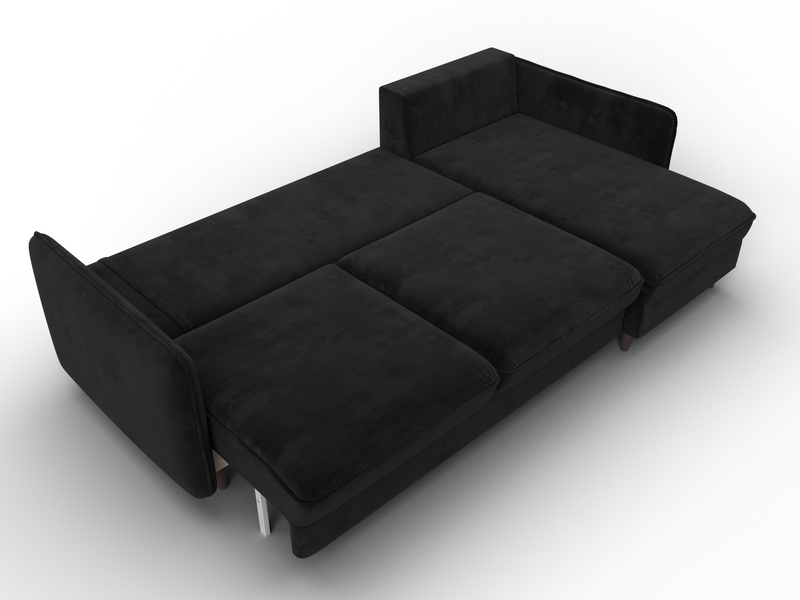 Диван угловой Лига-064 НПБ угол универсальный, Велюр, SEVEN 35 черный