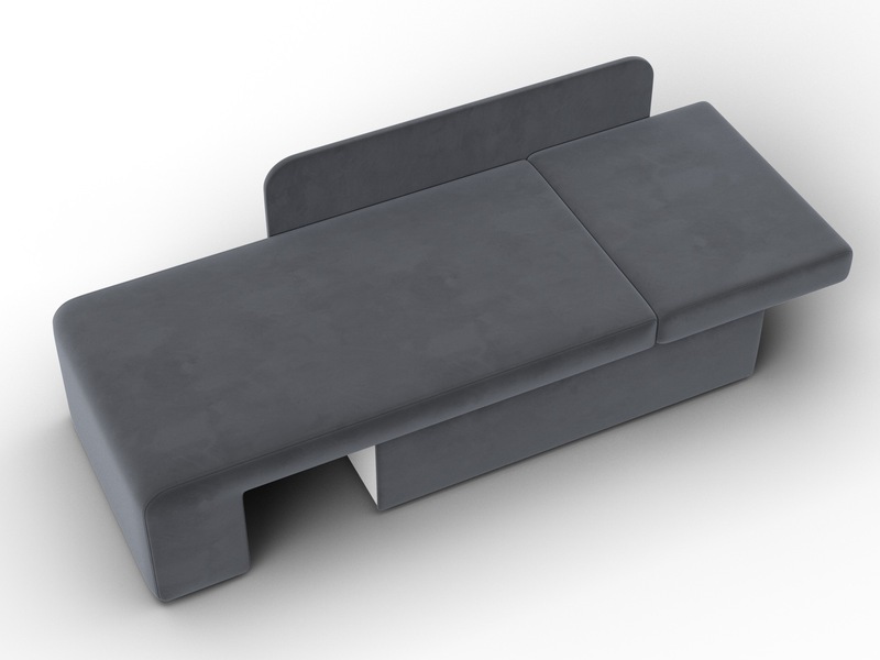 Кушетка Лига-097, Велюр, SEVEN 17 серый