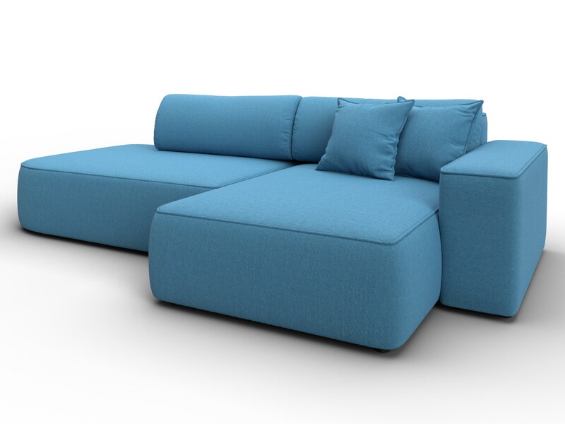 Диван угловой Лига-065 БП угол правый, Рогожка, Амур 10 голубой