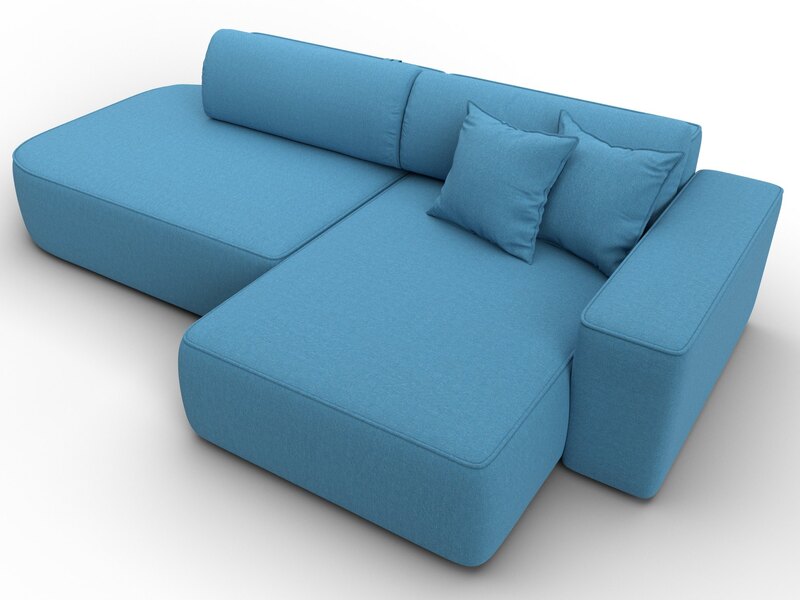 Диван угловой Лига-065 БП угол правый, Рогожка, Амур 10 голубой