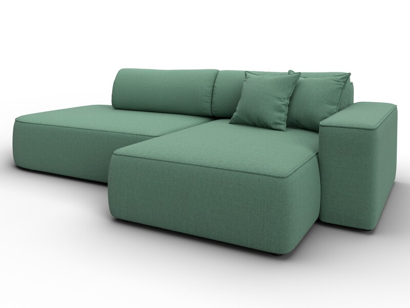 Диван угловой Лига-065 БП угол правый, Рогожка, Амур 11 зеленый