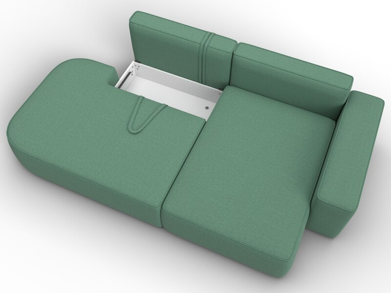 Диван угловой Лига-065 БП угол правый, Рогожка, Амур 11 зеленый