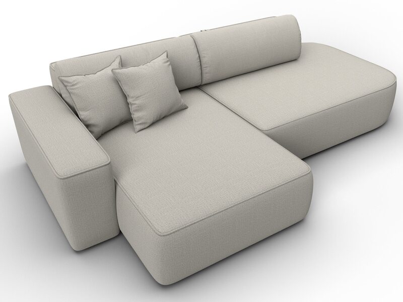 Диван угловой Лига-065 БП угол левый, Рогожка, Амур 02 бежевый