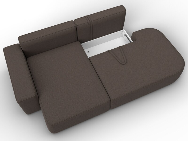 Диван угловой Лига-065 БП угол левый, Рогожка, Амур 05 коричневый