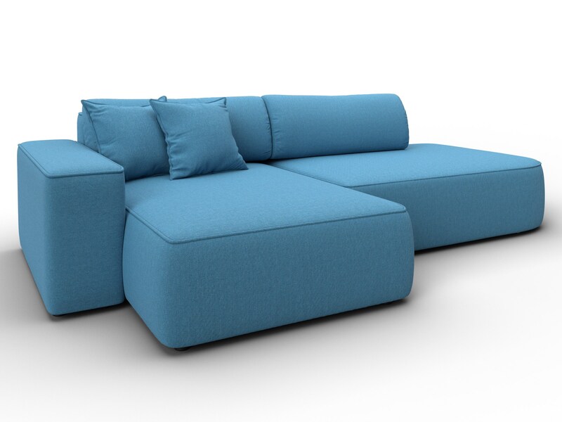 Диван угловой Лига-065 БП угол левый, Рогожка, Амур 10 голубой