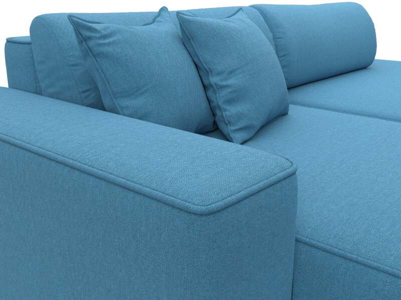 Диван угловой Лига-065 БП угол левый, Рогожка, Амур 10 голубой