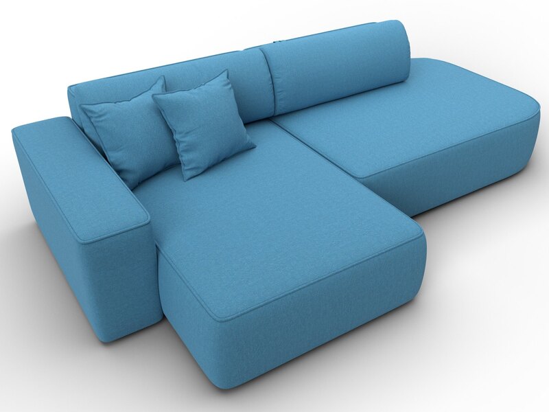 Диван угловой Лига-065 БП угол левый, Рогожка, Амур 10 голубой