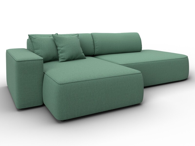 Диван угловой Лига-065 БП угол левый, Рогожка, Амур 11 зеленый