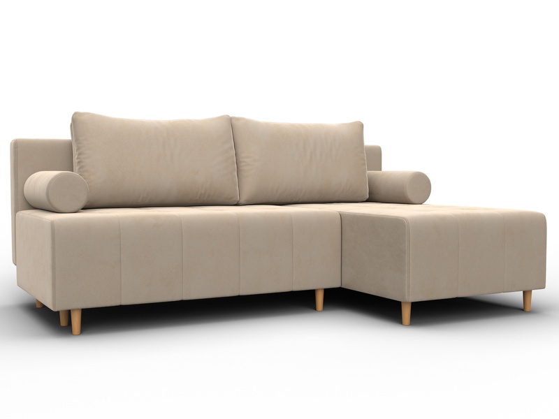 Диван угловой Лига-102 угол универсальный, Велюр, SEVEN 729 бежевый