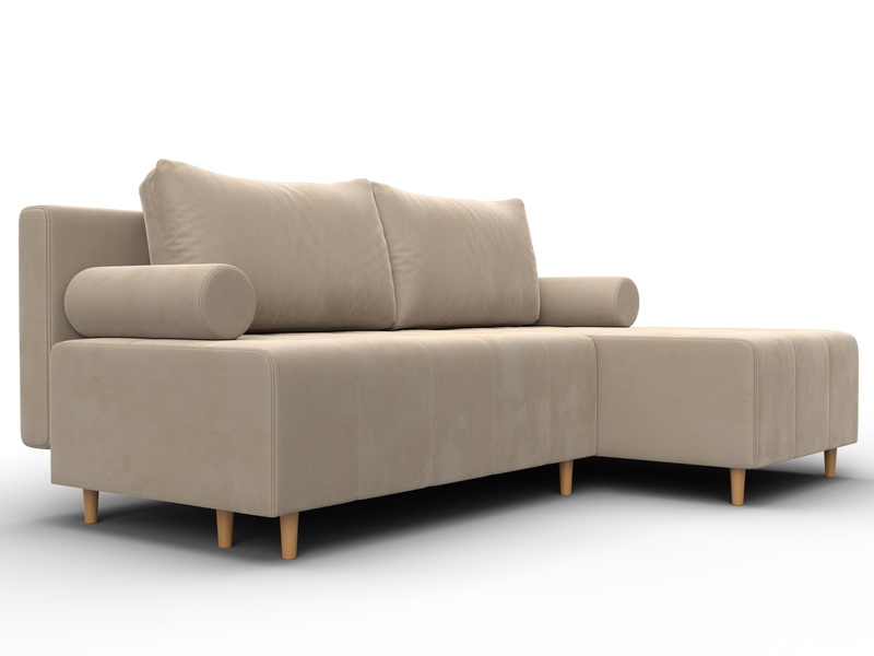 Диван угловой Лига-102 угол универсальный, Велюр, SEVEN 729 бежевый