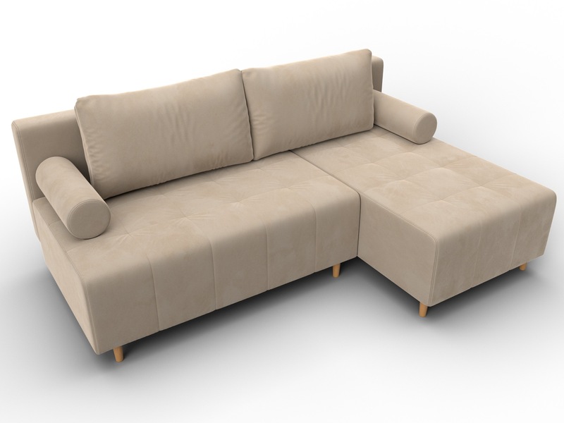 Диван угловой Лига-102 угол универсальный, Велюр, SEVEN 729 бежевый