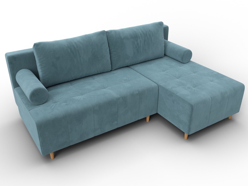 Диван угловой Лига-102 угол универсальный, Велюр, SEVEN 113 бирюзовый
