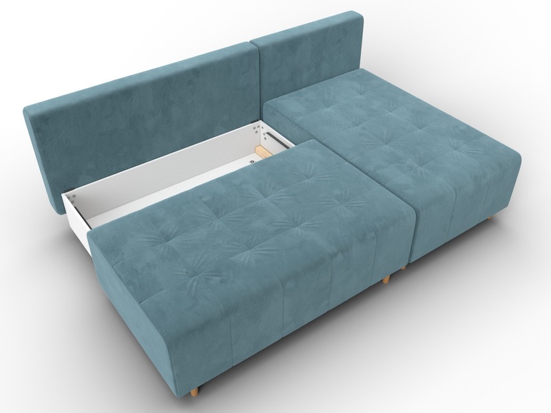 Диван угловой Лига-102 угол универсальный, Велюр, SEVEN 113 бирюзовый