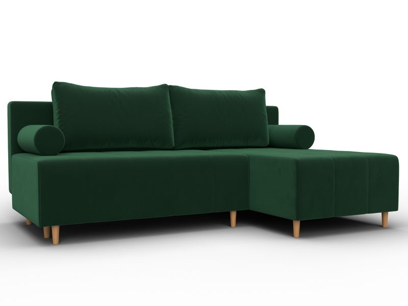 Диван угловой Лига-102 угол универсальный, Велюр, SEVEN 626 зеленый