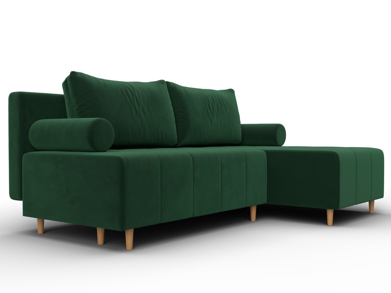 Диван угловой Лига-102 угол универсальный, Велюр, SEVEN 626 зеленый