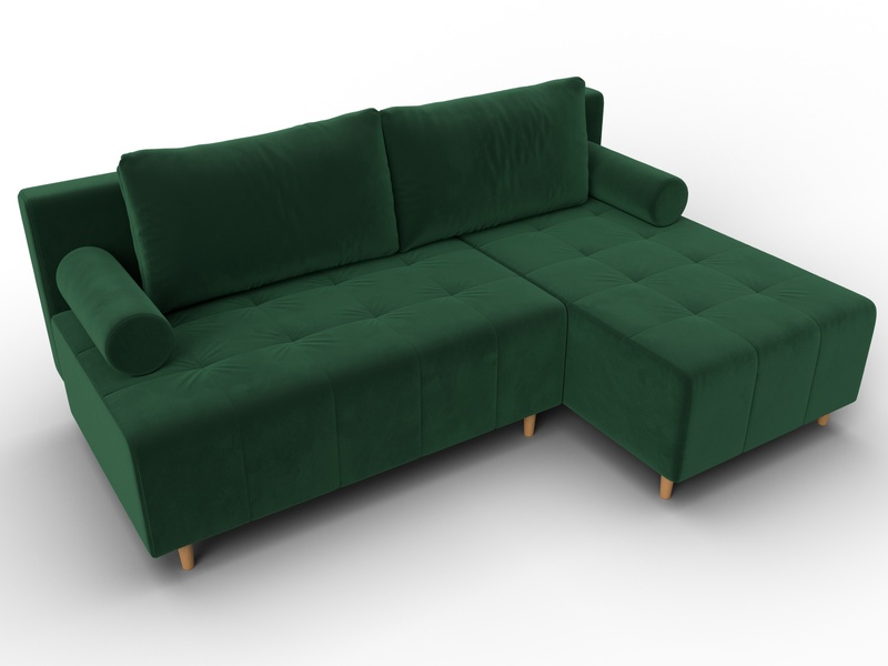 Диван угловой Лига-102 угол универсальный, Велюр, SEVEN 626 зеленый