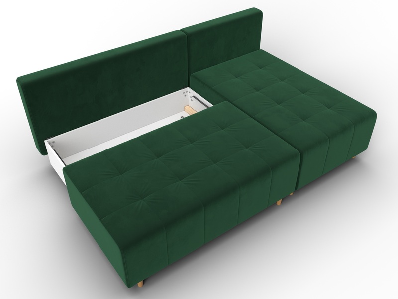 Диван угловой Лига-102 угол универсальный, Велюр, SEVEN 626 зеленый