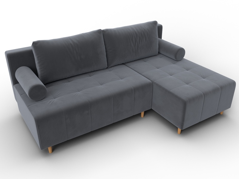 Диван угловой Лига-102 угол универсальный, Велюр, SEVEN 17 серый