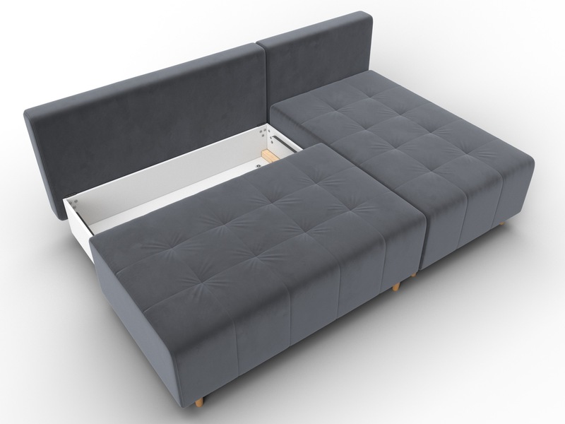 Диван угловой Лига-102 угол универсальный, Велюр, SEVEN 17 серый