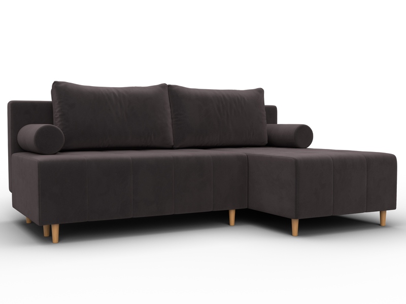 Диван угловой Лига-102 угол универсальный, Велюр, SEVEN 727 коричневый