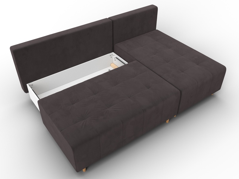 Диван угловой Лига-102 угол универсальный, Велюр, SEVEN 727 коричневый